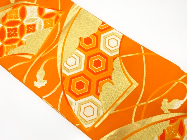 JAPANESE KIMONO / ANTIQUE FUKURO OBI / SILK / WOVEN CLASSICAL PATTERN